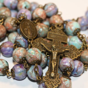 Purple and Blue Imperial Jasper 10mm Rosary in Bronze