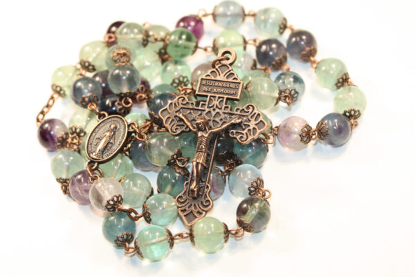 Flourite 10mm Rosary in Copper