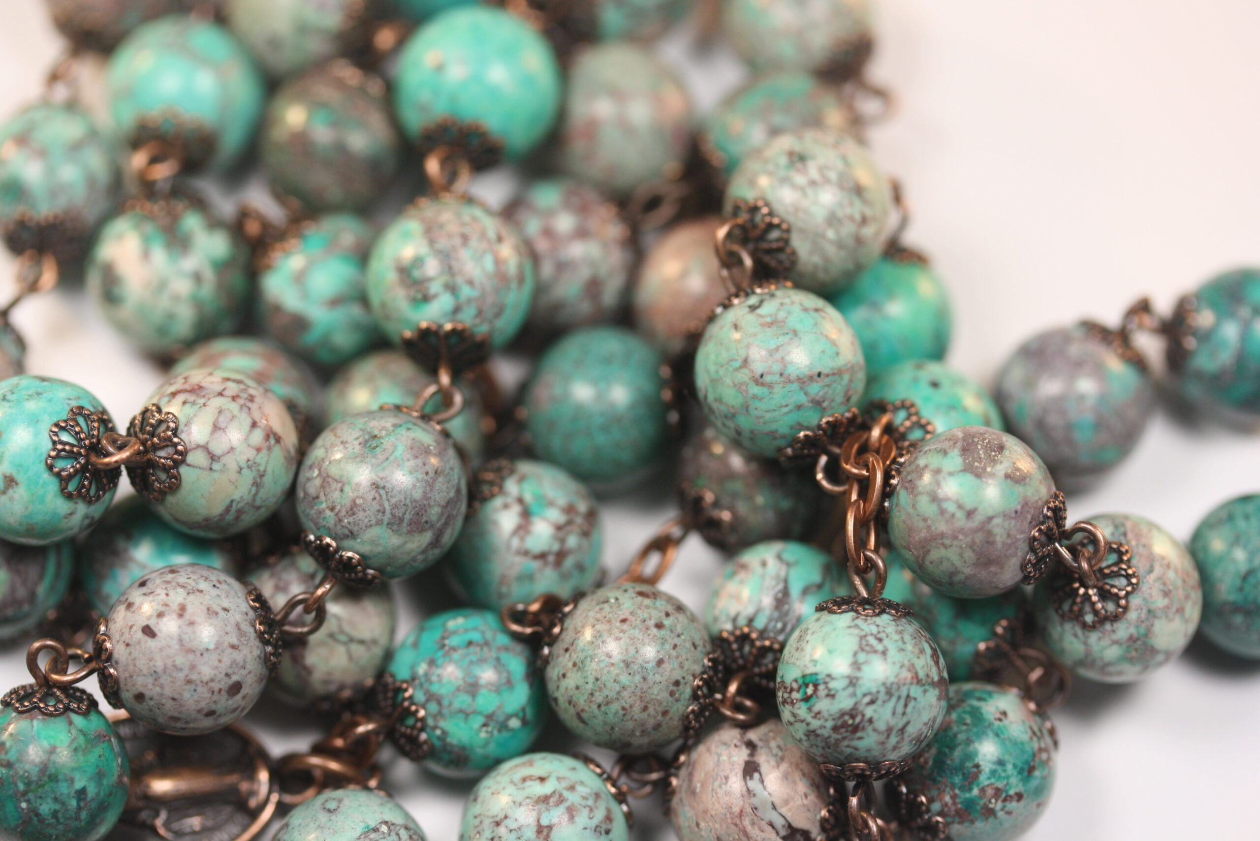 Green Mediterranean Jasper 10mm Rosary in Copper - Image 3