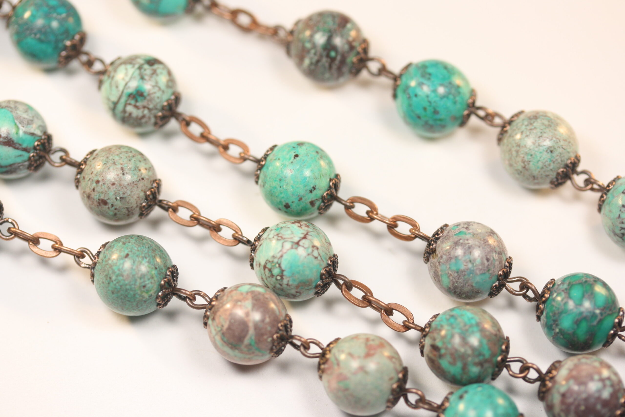 Green Mediterranean Jasper 10mm Rosary in Copper - Image 2