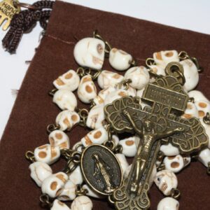 Memento Mori Rosary Smaller Size 8mm Beads in Bronze