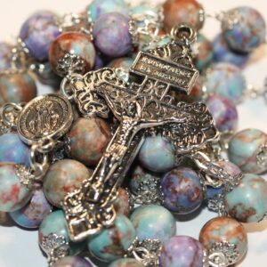 Purple and Blue Imperial Jasper 10mm Rosary in Silver