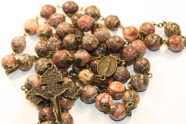 Leopardskin Jasper 10mm Rosary in Bronze