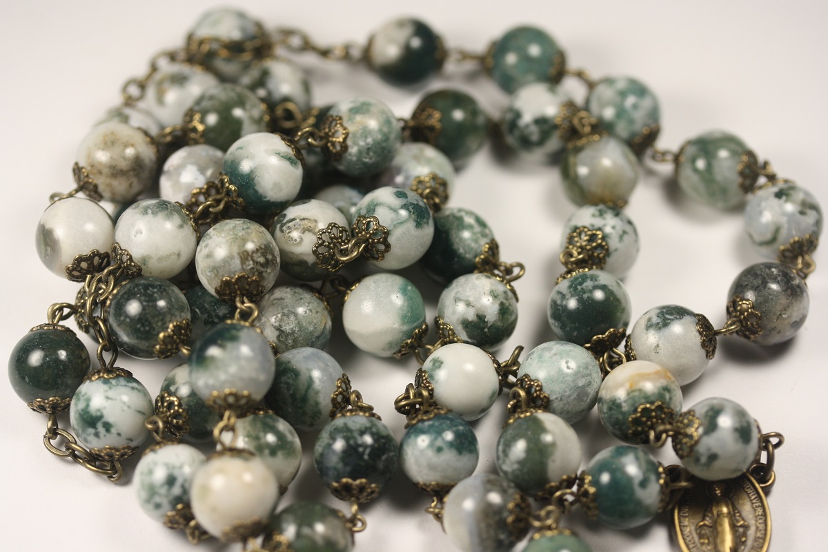 Tree Agate 10mm Rosary in Bronze - Image 2