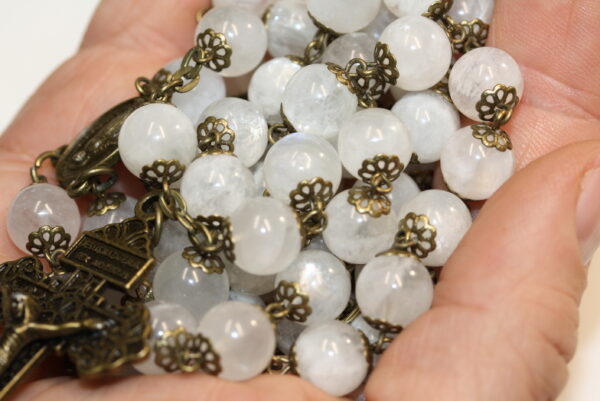 Moonstone 10mm Rosary in Bronze