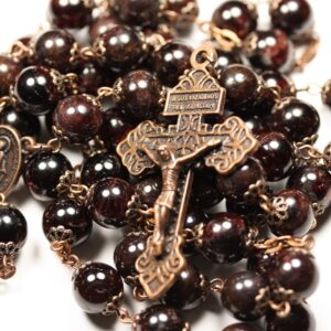 Garnet 10mm Rosary in Copper