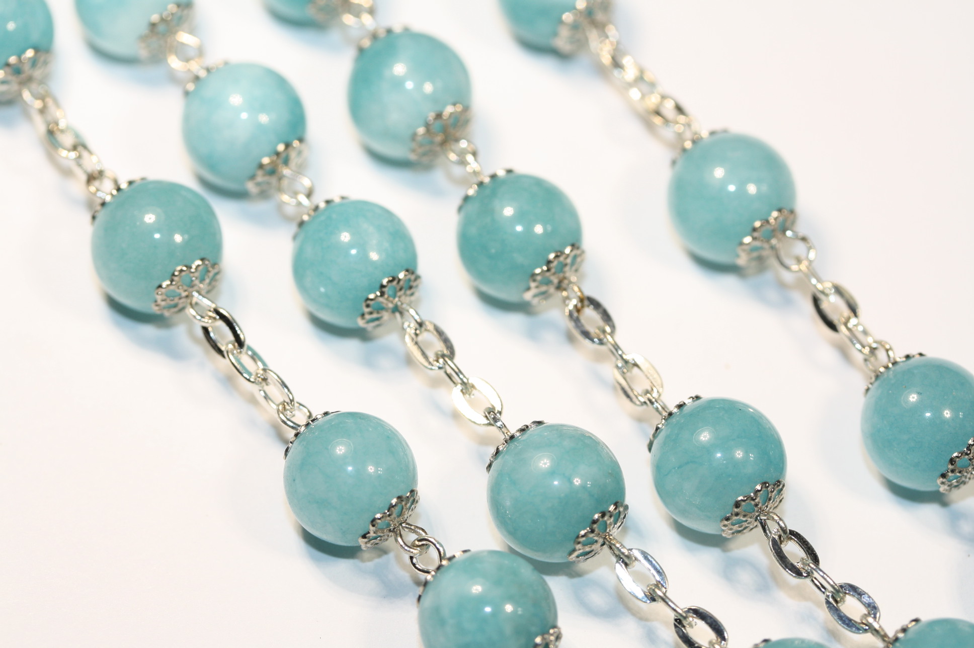 Blue Chalcedony 10mm Rosary in Silver - Image 3