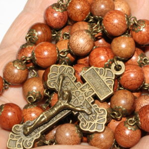 Palm Wood 10mm Rosary in Bronze