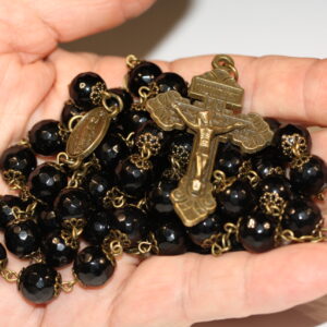Onyx Faceted 10mm in Bronze Rosary