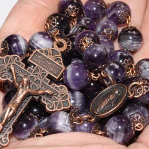 Amethyst 10mm Rosary in Copper