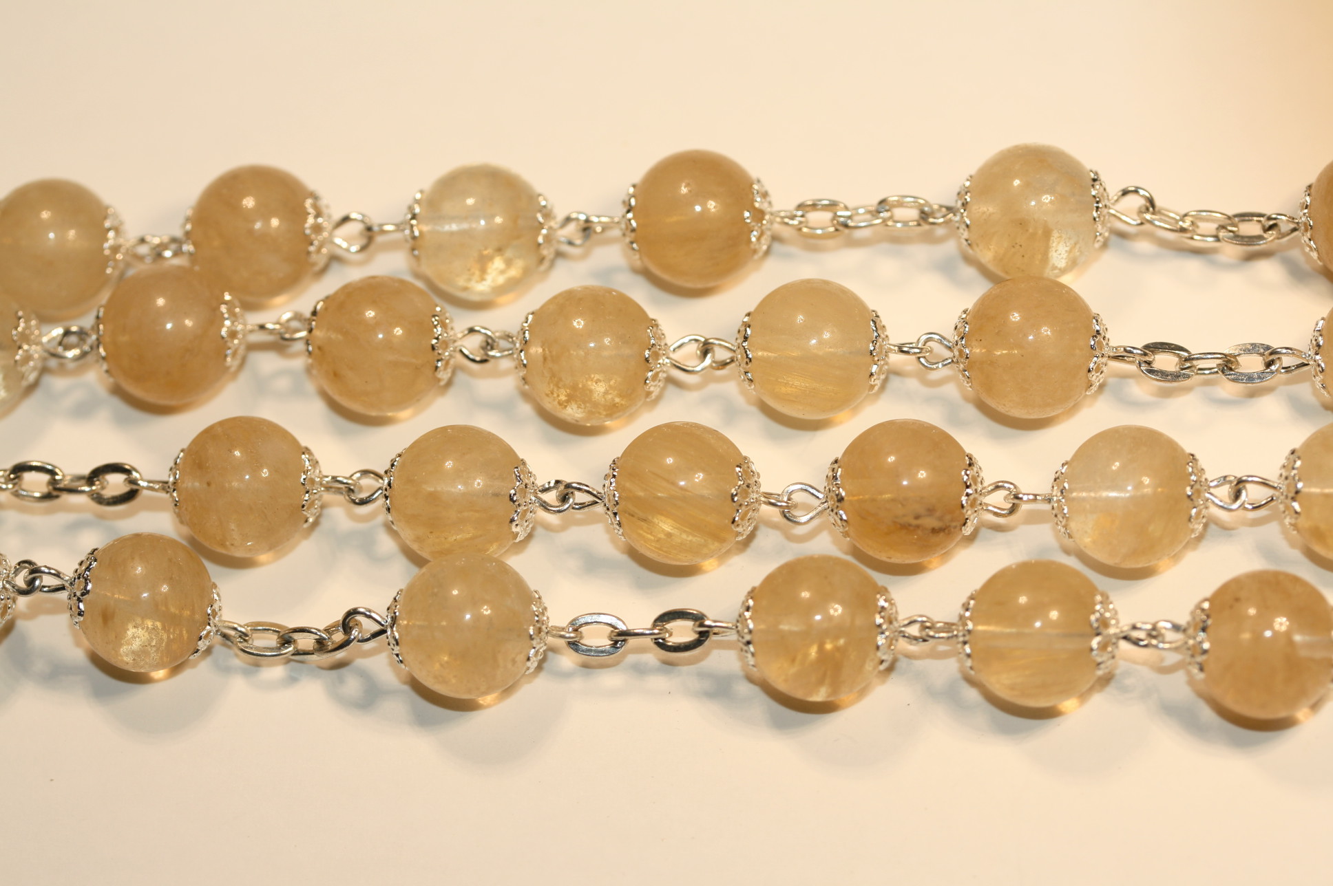 Golden Chalcedony 10mm Rosary in Silver - Image 4