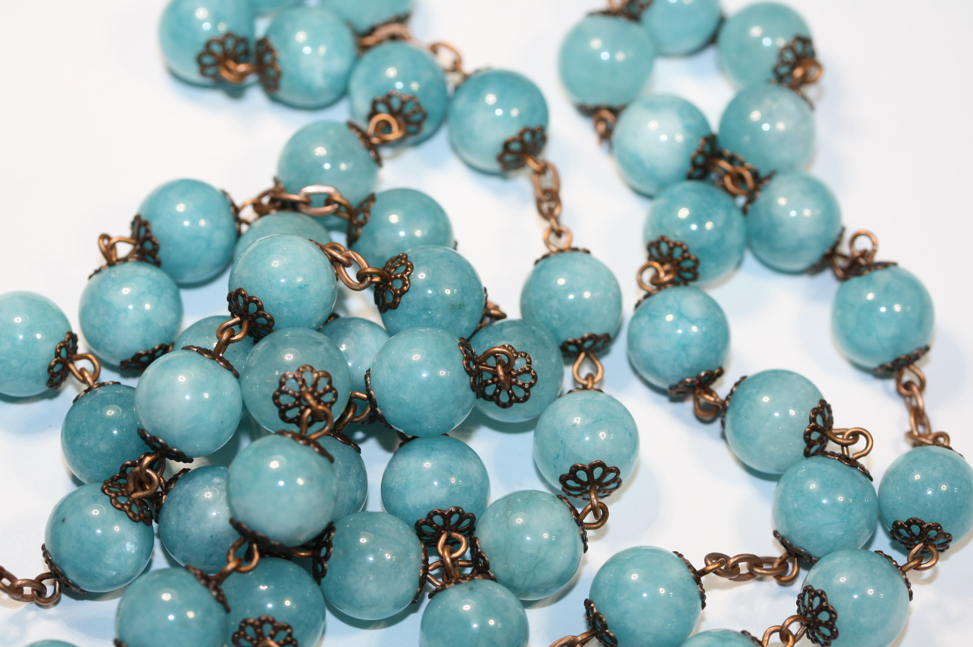 Blue Chalcedony 10mm Rosary in Copper - Image 3