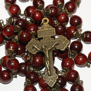 Rosewood 10mm Rosary in Bronze