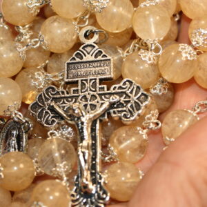Golden Chalcedony 10mm Rosary in Silver