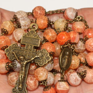 Orange Weathered Agate in Bronze 10mm Rosary