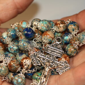 Ocean Imperial Jasper 10mm Silver Rosary
