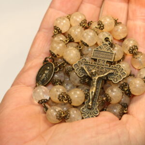 Golden Chalcedony 10mm Rosary in Bronze