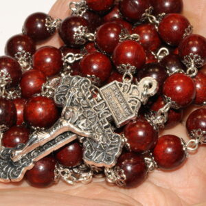 Rosewood 10mm Rosary in Silver