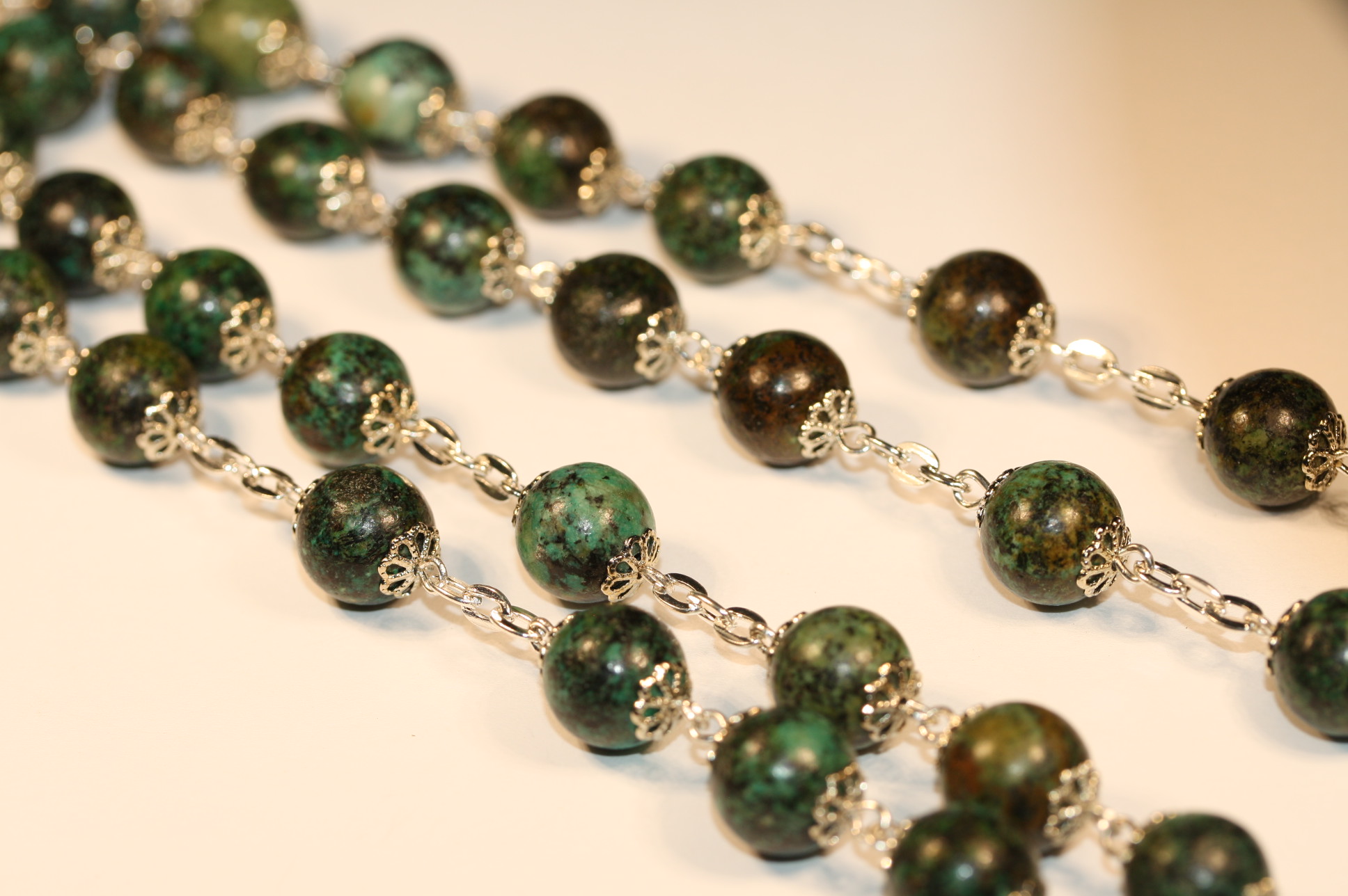 African Turquoise 10mm Silver Rosary - Image 4
