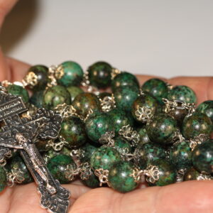 African Turquoise 10mm Silver Rosary