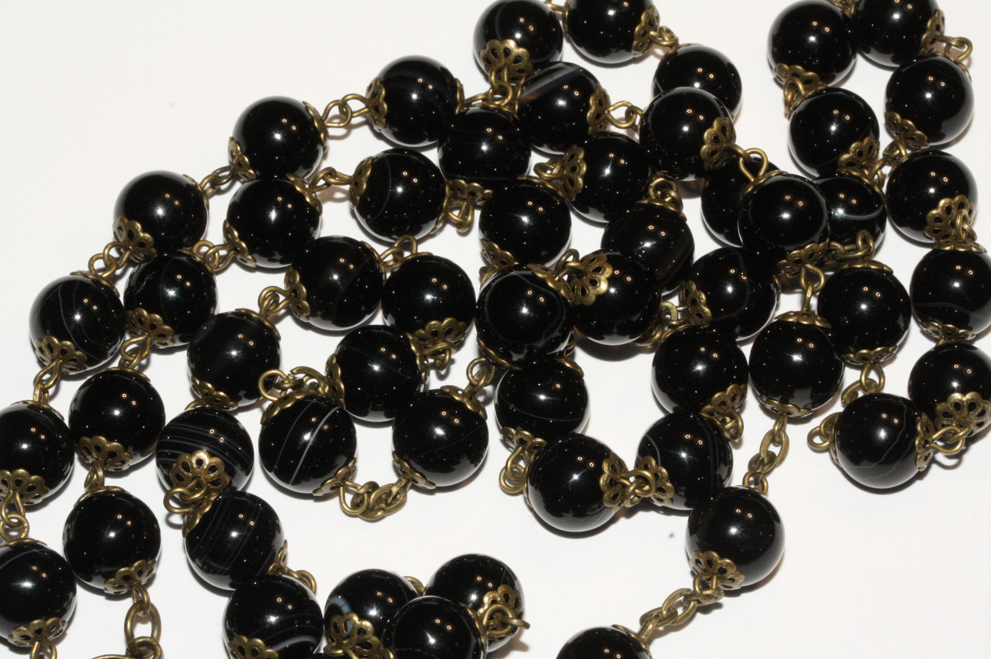 Black Agate in Bronze 10mm Rosary - Image 2
