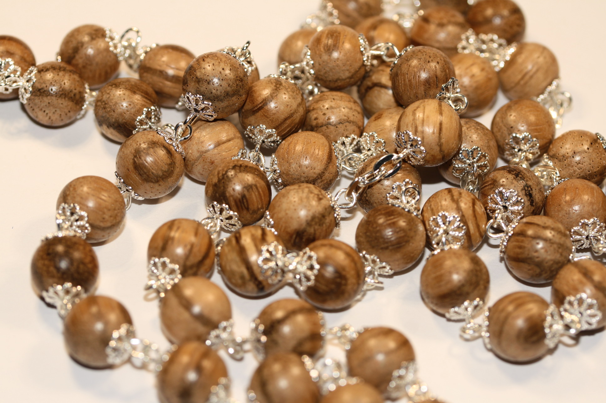Agarwood Wood 10mm Rosary in Silver - Image 2