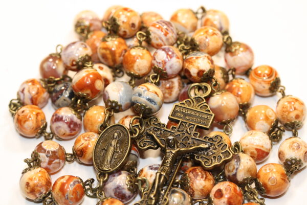 Adobe Agate 10mm Rosary in Bronze