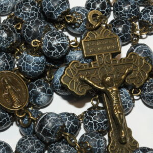 Black Weathered Agate in Bronze 10mm Rosary