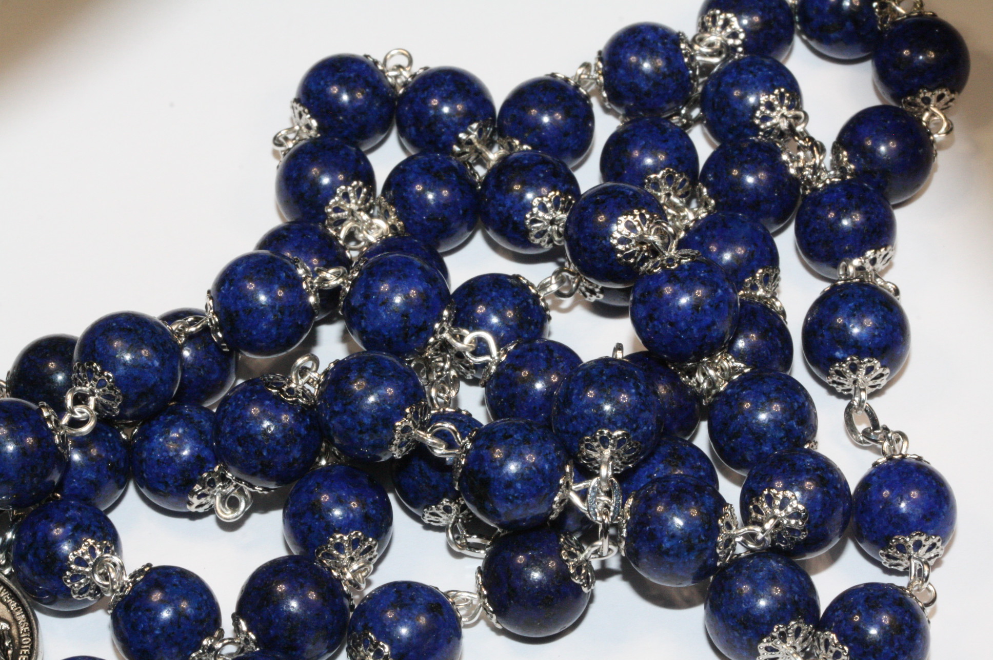 Lapis 10mm Rosary in Silver - Image 3
