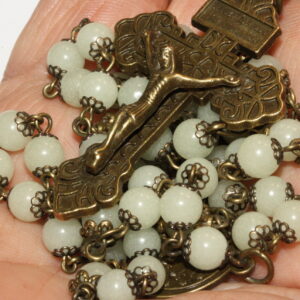 Tiny 6mm Glow in the Dark Rosary in Bronze