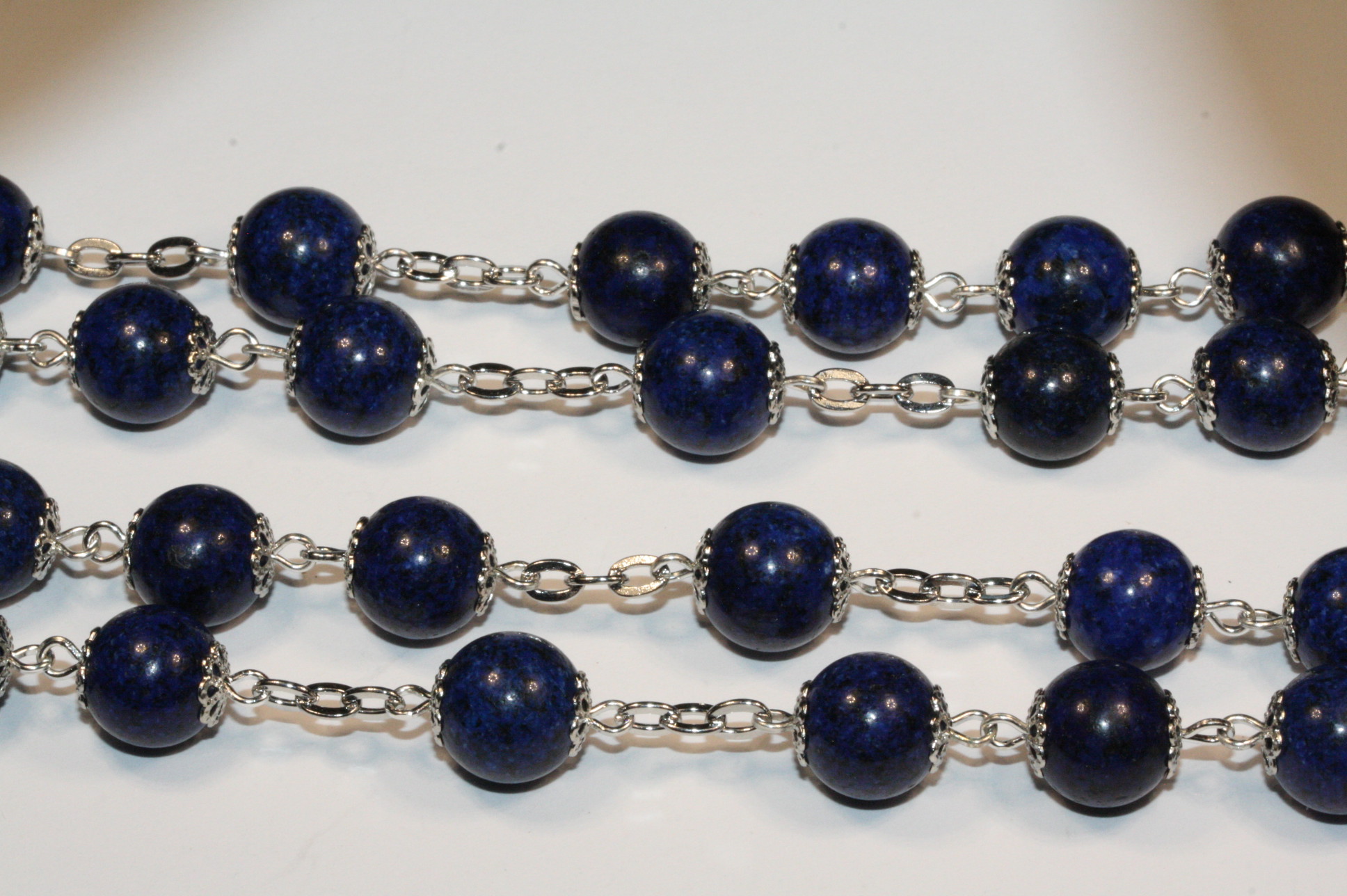 Lapis 10mm Rosary in Silver - Image 4