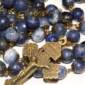 Faceted Sodalite 10mm Bronze Rosary