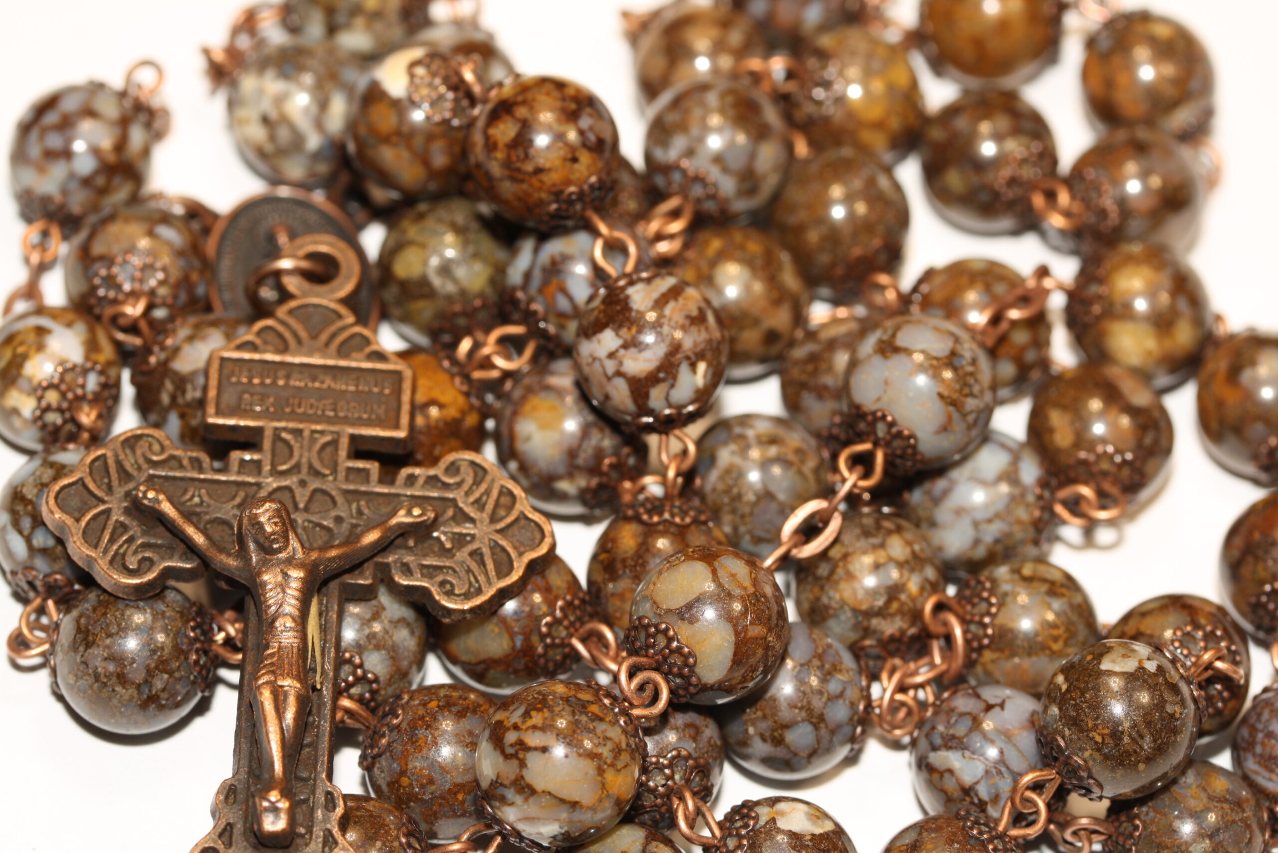 Brown Imperial Jasper 10mm Copper Rosary - Image 3