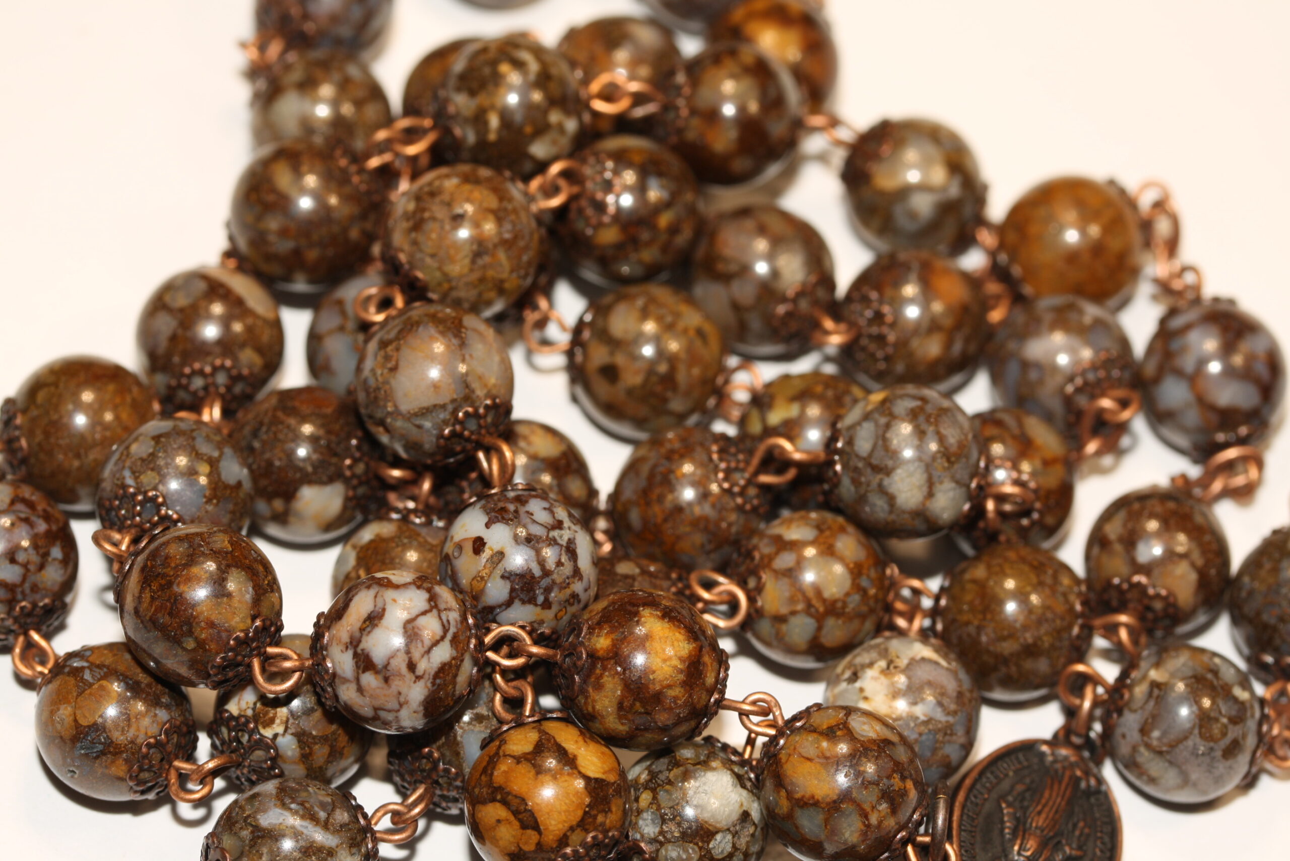 Brown Imperial Jasper 10mm Copper Rosary - Image 4