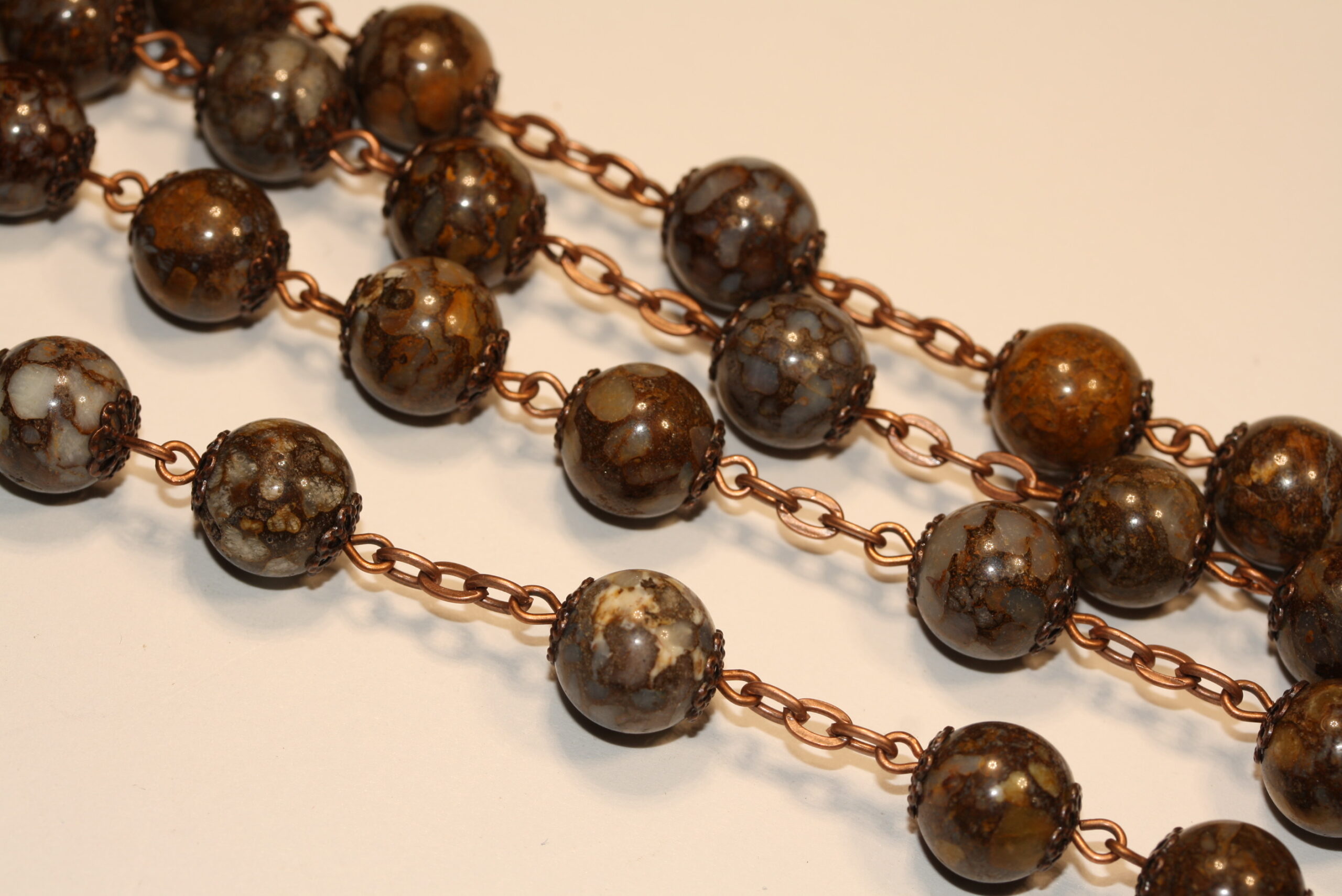 Brown Imperial Jasper 10mm Copper Rosary - Image 5