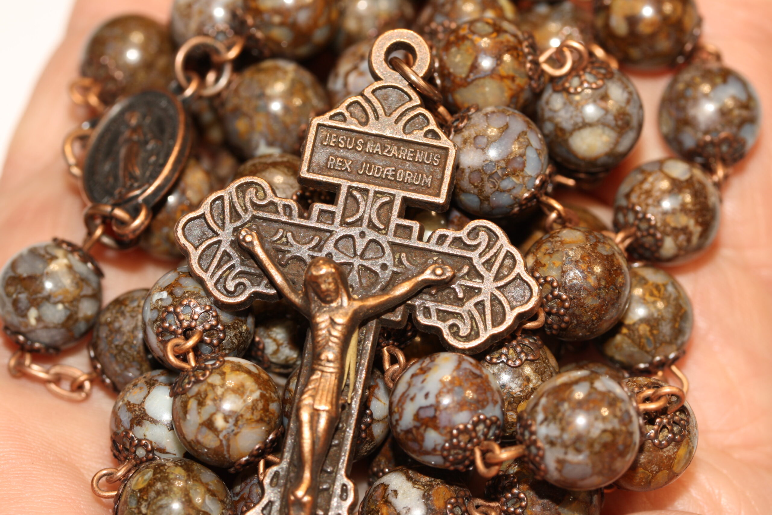 Brown Imperial Jasper 10mm Copper Rosary