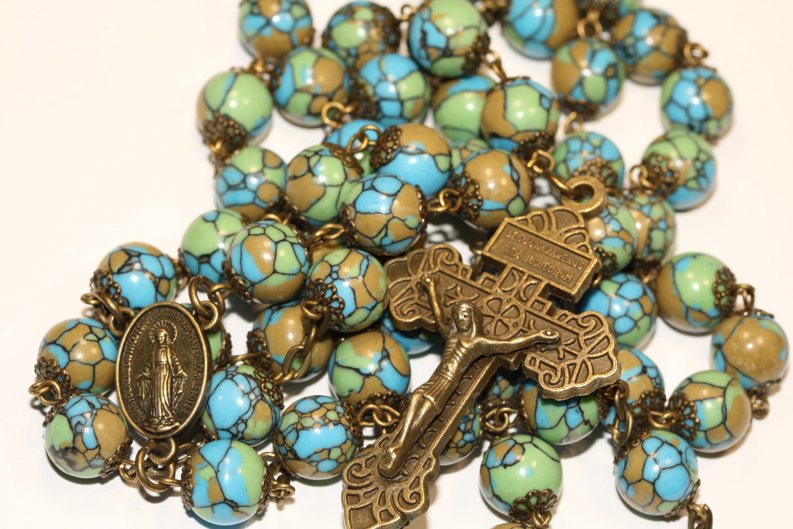 Mosaic 10mm Bronze Rosary - Image 2
