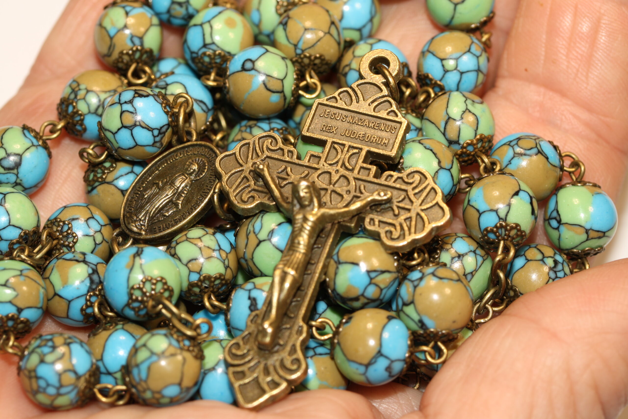 Mosaic 10mm Bronze Rosary