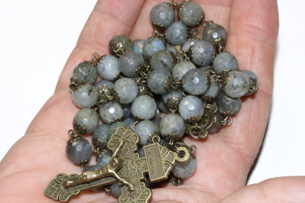 Labradorite 10mm Rosary in Bronze Faceted Stone – Oklahoma Rosaries
