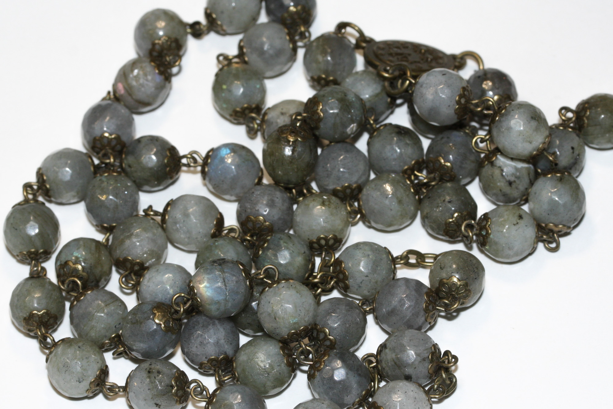 Labradorite 10mm Rosary in Bronze Faceted Stone – Oklahoma Rosaries