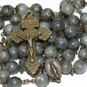 Labradorite 10mm Rosary in Bronze Smooth Stone