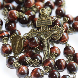 Red Tiger's Eye 10mm Rosary in Bronze