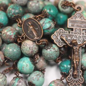 Green Mediterranean Jasper 10mm Rosary in Copper